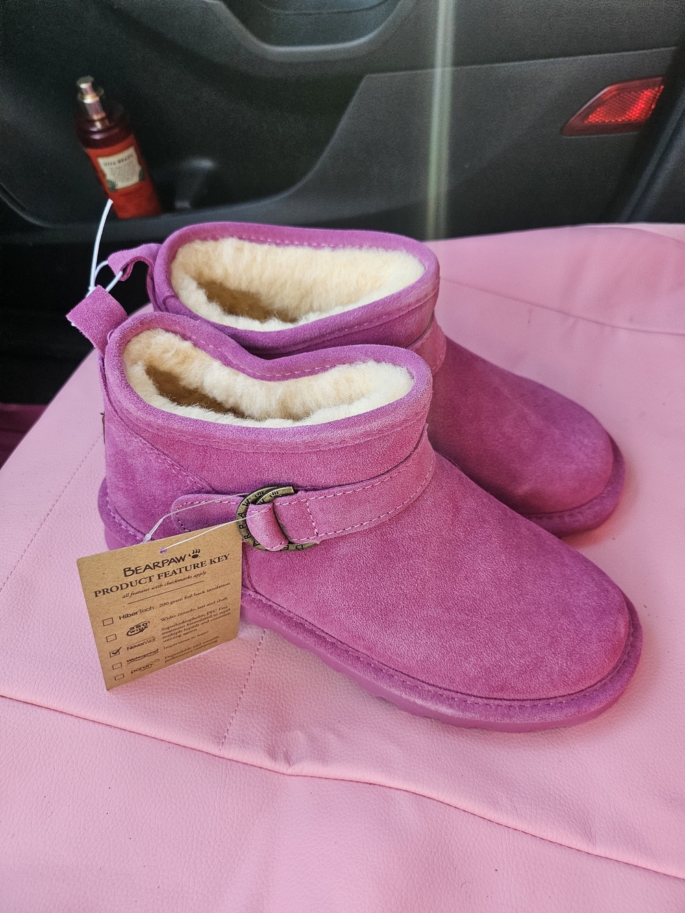 Bearpaw Kids Pink Shearling-Lined Ankle Boots